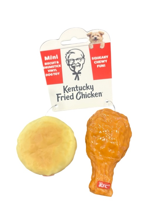 Kentucky Fried Chicken Other - KFC Mini Vinyl Fried Chicken & Biscuit Dog Toy - Orange & Yellow NEW